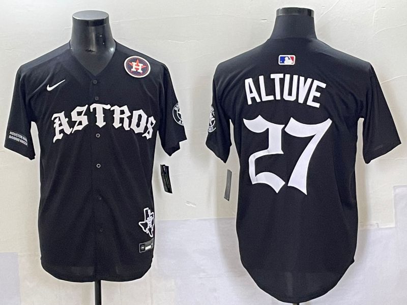 Men 2025 Houston Astros #27 Altuve Black Seven generations Joint Name Nike MLB Jersey style 14->houston astros->MLB Jersey
